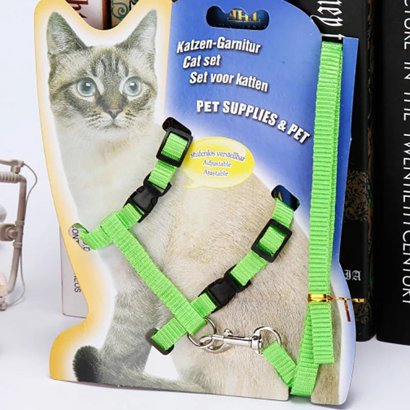 Cat Collar Harness Leash Adjustable Nylon Pet Traction Kitten Dog Halter Gato Cats Products Belt