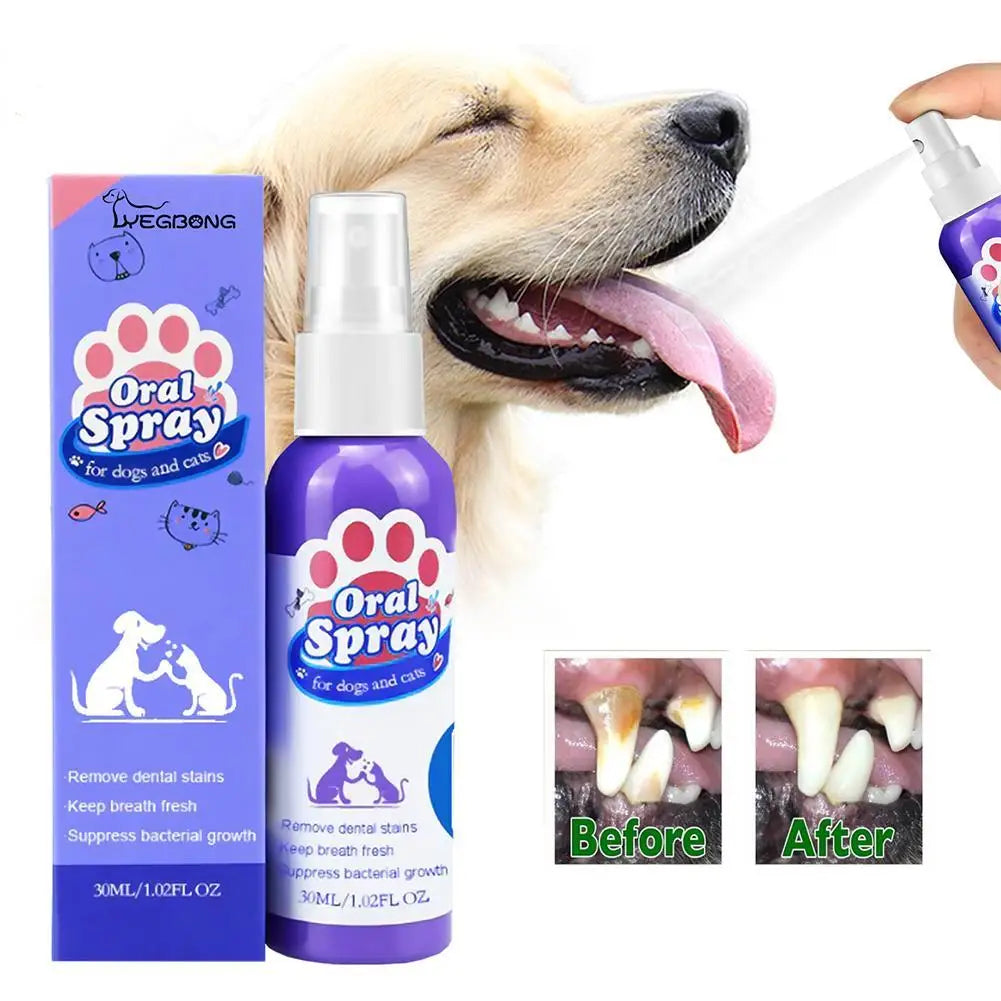 Pet Teeth Cleaning Spray Oral Care Remove Tooth Stains Keep Fresh Breath for Cats and Dogs Whitening Remove Bad Breath